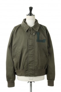 DOUBLE COLLAR  VARSITY JACKET - OLIVE (22S-QGY5002)