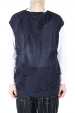 amachi. Waterscape Knit Vest(AY10-30)-Navy-