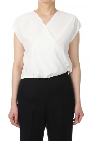 Cupro Cotton Cropped Blouse -White (018-022-WSH28)