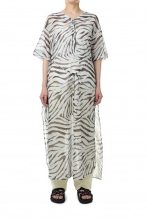 SLIT NECK PAJAMA DRESS -ANIMAL / GRAPHITE (221WT-DR01)