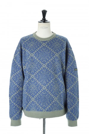 Thisisneverthat Moroccan Jacquard Sweater/Khaki&Royal Blue(TN213KKNPK02)
