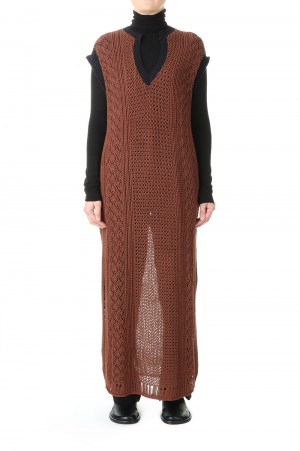 Pattern Lace Knitdress -CAMEL(12220310)