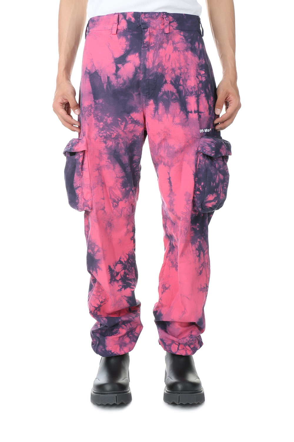 Off white tie dyed cargo pants justin 着用 Off White - tie-dyed cargo pants - メルカリ