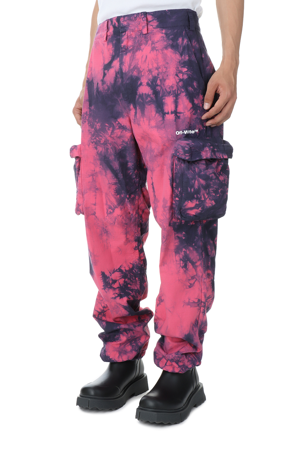 BOUNCE TIE DYE RIPST CARGO PANT/FUCSIA/WHITE(OMCF22-RTW0528