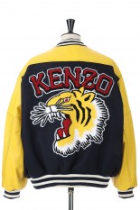 Tiger Varsity Leather Sleeve Varsity Jacket /MIDNIGHT BLUE(FC65BL1379OM)