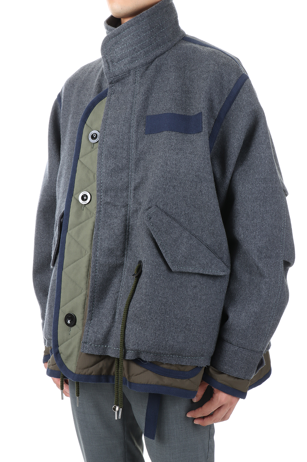 サイズ 3 SACAI 22AW Wool Melton Blouson グレー www.alberobello.se