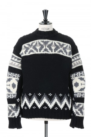 Nordic Knit Pullover(22-02908M)-BLACK GRAY 006-