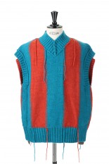 Stripe Knit Vest(22-02911M)-BLUE ORANGE 432-