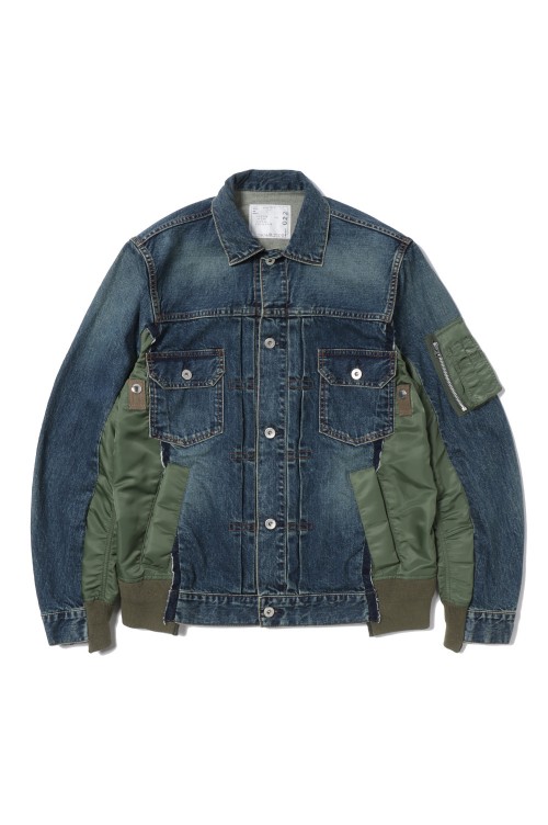 約46ｃｍsacai  Denim MA-1 jacket