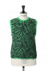 ZEBRA JACQUARD BRUSHED NO SLEEVE TOPS-GREEN-(22AW43KN81)