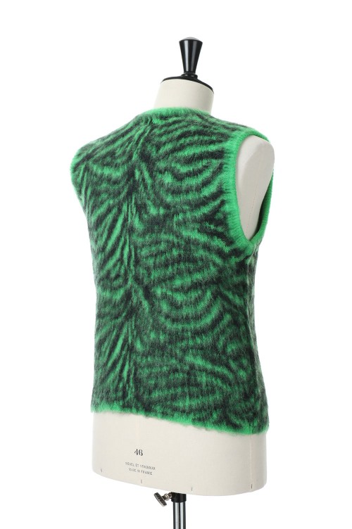 トップス doublet ZEBRA JACQUARD BRUSHED NO SLEEVE ZEBRA JACQUARD BRUSHED NO SLEEVE TOPS-GREEN-(22AW43KN81