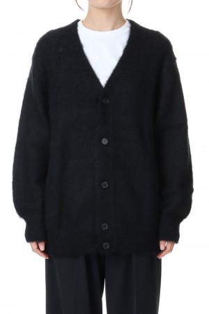 mohair shaggy Vneck cardigan-BLACK(SL7W-347)