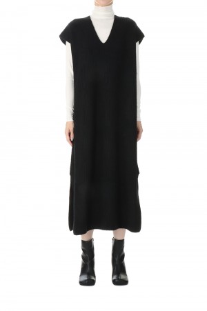 5G single ridge knitting merino wool boucle v-neck one piece(SL7W-267)