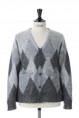 Argyle Mohair Knit Cardigan-Fether Grey-(22AW K-2)