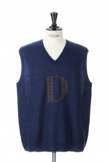 D Mohair School Knit Vest-Navy-(22AW K-6)