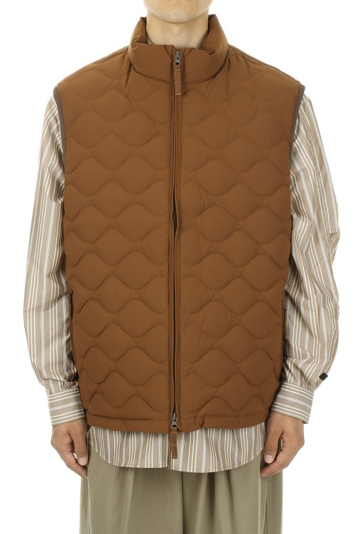 TECH QUILT STAND COLLAR LINER VEST - BROWN (BJ-24022W