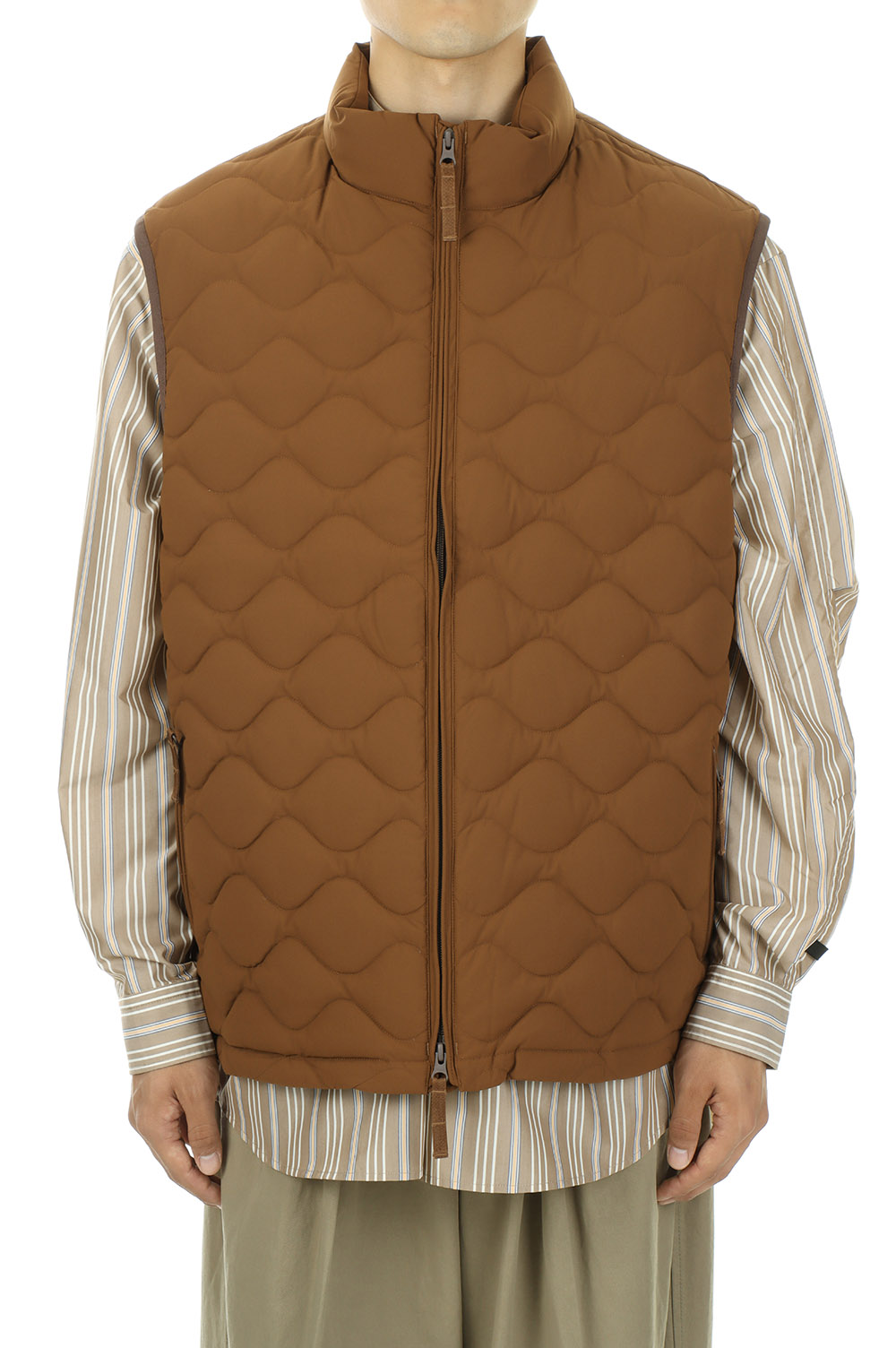 TECH QUILT STAND COLLAR LINER VEST - BROWN (BJ-24022W