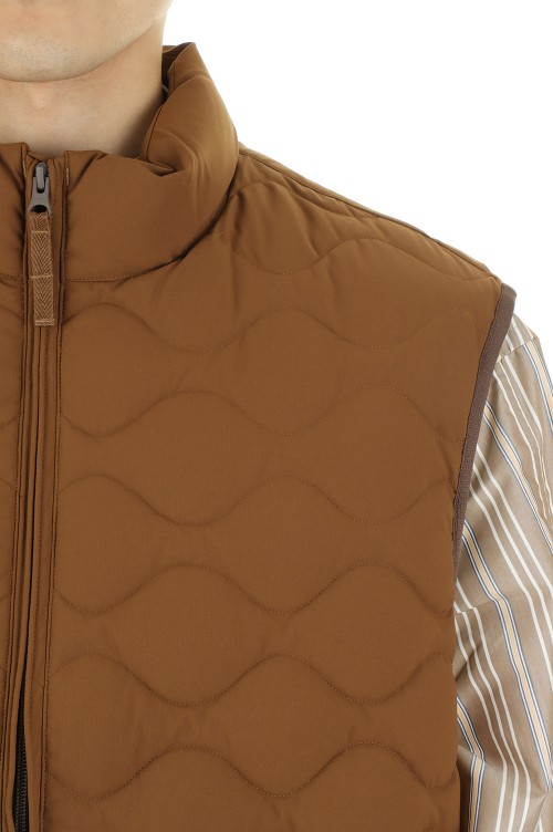 TECH QUILT STAND COLLAR LINER VEST - BROWN (BJ-24022W