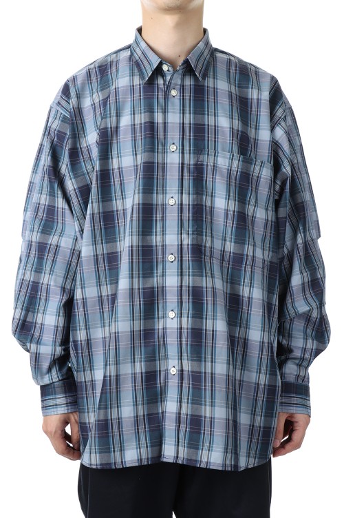 TECH REGULAR COLLAR SHIRTS L/S PLAIDS - NAVY CHECK (BE-85022W ...