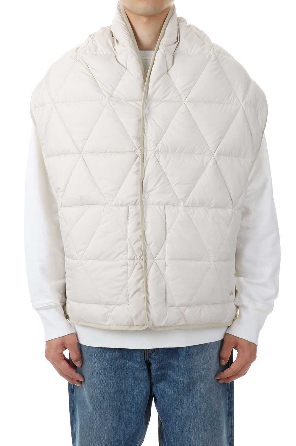 Lightweight Twill Mountain Down Cape - Light Beige (NN8256N