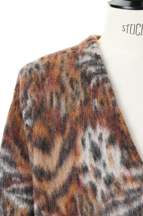 MIX ANIMAL JACQUARD BRUSHED CARDIGAN
