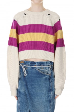 Stripe Crop Knit -PALE YELLOW (204A)