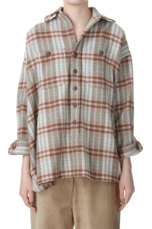 Recycled bishou wool wide skipper shirt-TAUPE(18RFATOP-01C)
