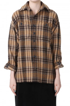 Recycled bishou wool wide skipper shirt-BROWN(18RFATOP-01C)