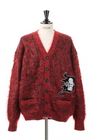 7G 2TONE CARDIGAN RED COTDKN 653