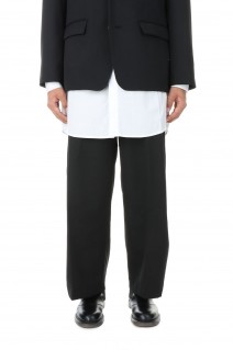 WO/PE STRETCH GABARDINE RESIZE WIDE TROUSERS / BLACK(VP22-304)