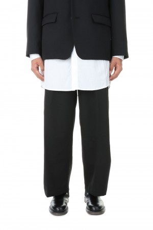 WO/PE STRETCH GABARDINE RESIZE WIDE TROUSERS / BLACK（VP22-304）