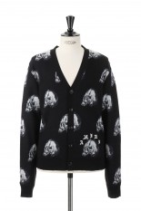 WES LANG REPEAT SKULL CARDIGAN / BLACK（AW22MKC009-001）