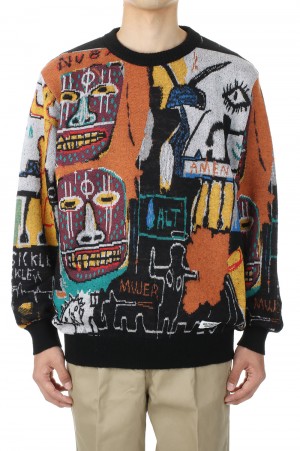 JEAN-MICHEL BASQUIAT / CREW NECK SWEATER ( TYPE-3 ) (BASQUIAT-WM-KN03)