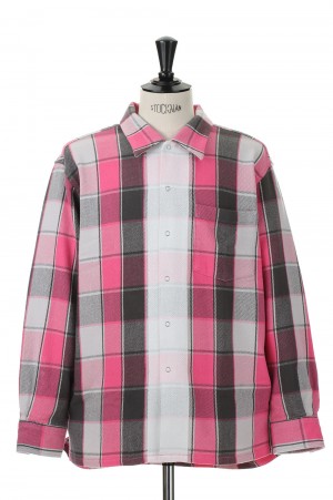 LINE NEL CHECK SHIRT  / PINK (SQ-22AW-SH-02)