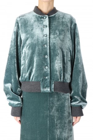 Velvet wrap button blouson -Stone Blue (JK0101-AW22)