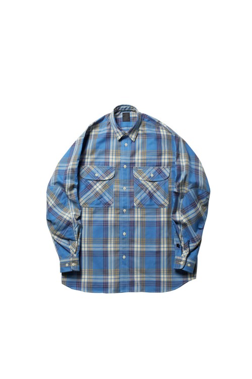 TECH ELBOW PATCH WORK SHIRTS FLANNEL - BLUE CHECK (BE-87023