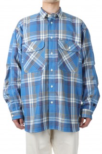 TECH ELBOW PATCH WORK SHIRTS FLANNEL - BLUE CHECK (BE-87023)