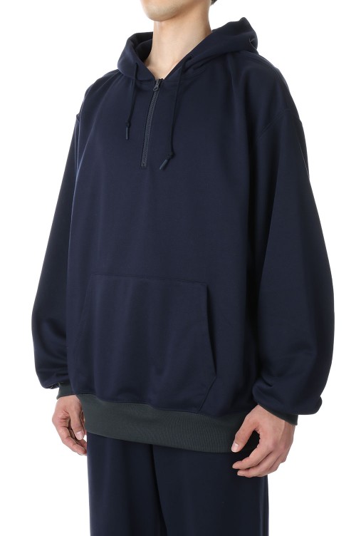 TECH SWEAT HALF ZIP HOODIE - D.NAVY (BE-51023) | セレクトショップ