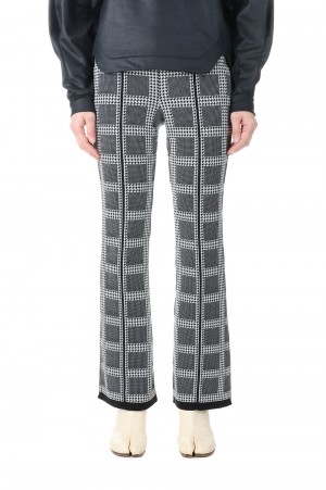 Multi Plaid Geometric Knit Trousers - Black (MM23PS-KN719)
