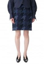 Houndstooth Knitted Skirt - Navy (MM23PS-KN725)