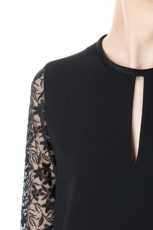 mame 復刻ドレス Floral Lace Sleeve Dress