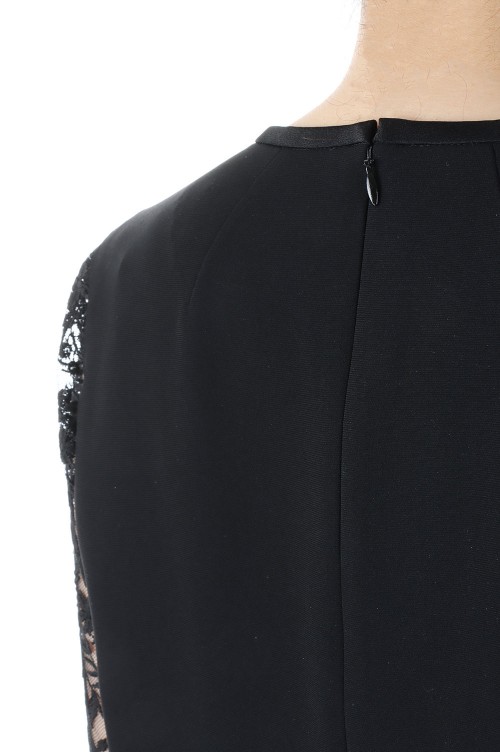Floral Lace Sleeve Dress - Black (MM23PS-DR735) | セレクトショップ 