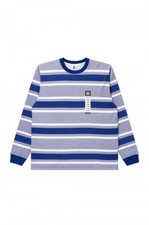 SIZE LABEL BORDERED L/S TEE/BLUE(BEPFW22TE08)