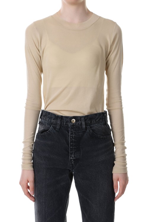 Giza Super High Gauge Sheer Rib L/s Tee - Light Beige (A23SP02HF