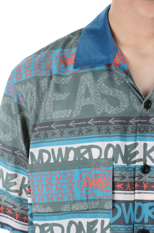 Eric Haze / Stripe Print Shirt(23-03076M )-GREEN 551- | セレクト 
