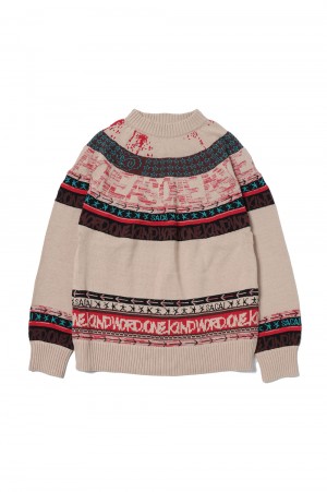 Eric Haze / Jacquard Knit Pullover(23-02982M)-L/PINK 789-