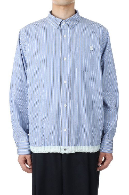 Thomas Mason / S Cotton Poplin L/S Shirt(23-03017M)-L/BLUE STRIPE