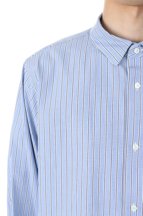 Thomas Mason / S Cotton Poplin L/S Shirt(23-03017M)-L/BLUE STRIPE