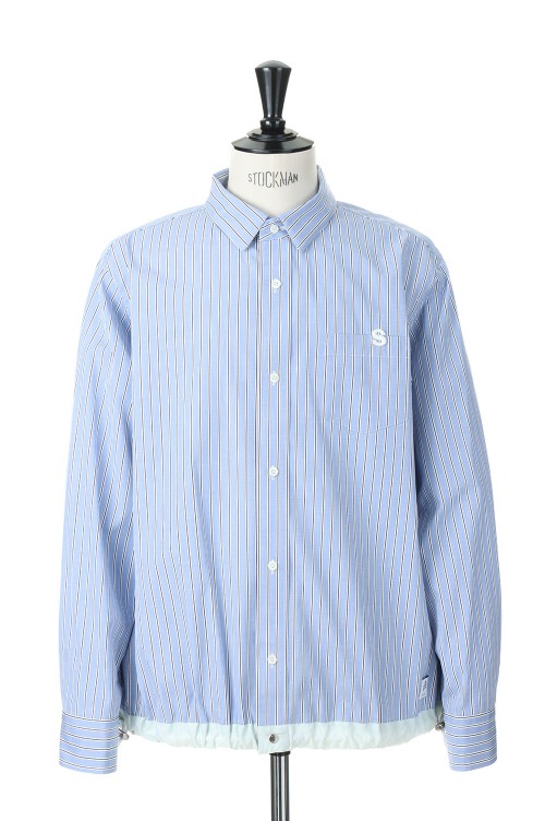 Thomas Mason / S Cotton Poplin L/S Shirt(23-03017M)-L/BLUE STRIPE