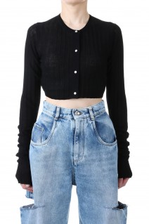 C/S Shieer Rib Short Cardigan - Black (I23SS-K9)